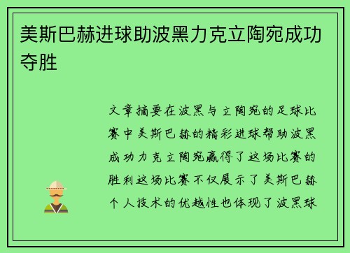 美斯巴赫进球助波黑力克立陶宛成功夺胜